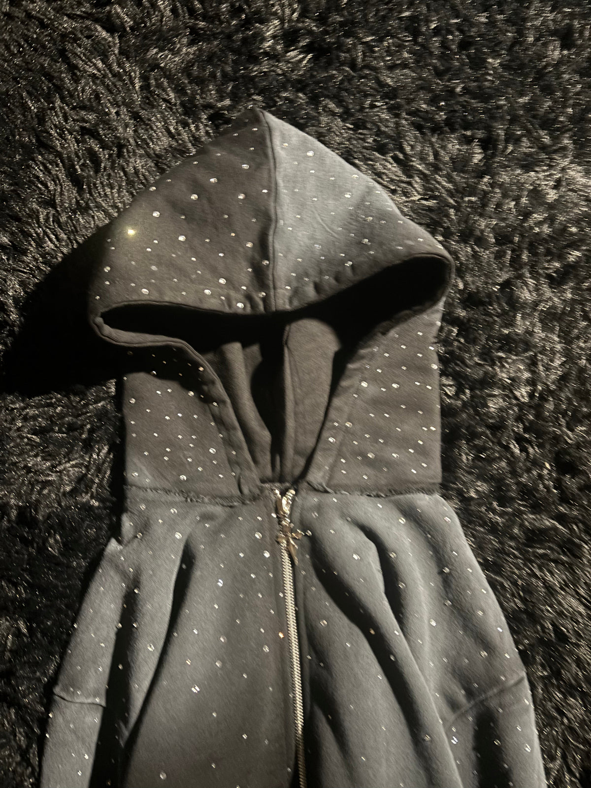 Rhinestone zip up hoodie