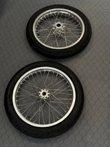 79Bike/Surron Light Bee X / E-Ride Pro Supermoto Wheelset (Thick/Wide) - Chrome Silver / Gloss Black