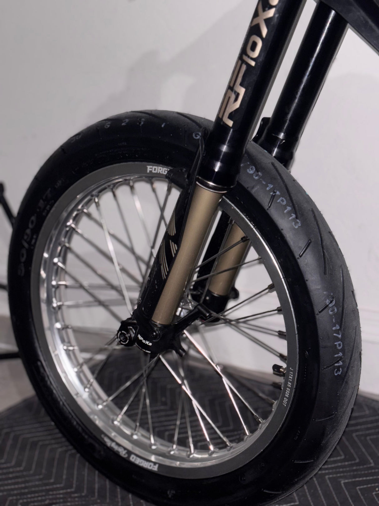 79Bike/Surron Light Bee X / E-Ride Pro Supermoto Wheelset (Thick/Wide) - Chrome Silver / Gloss Black