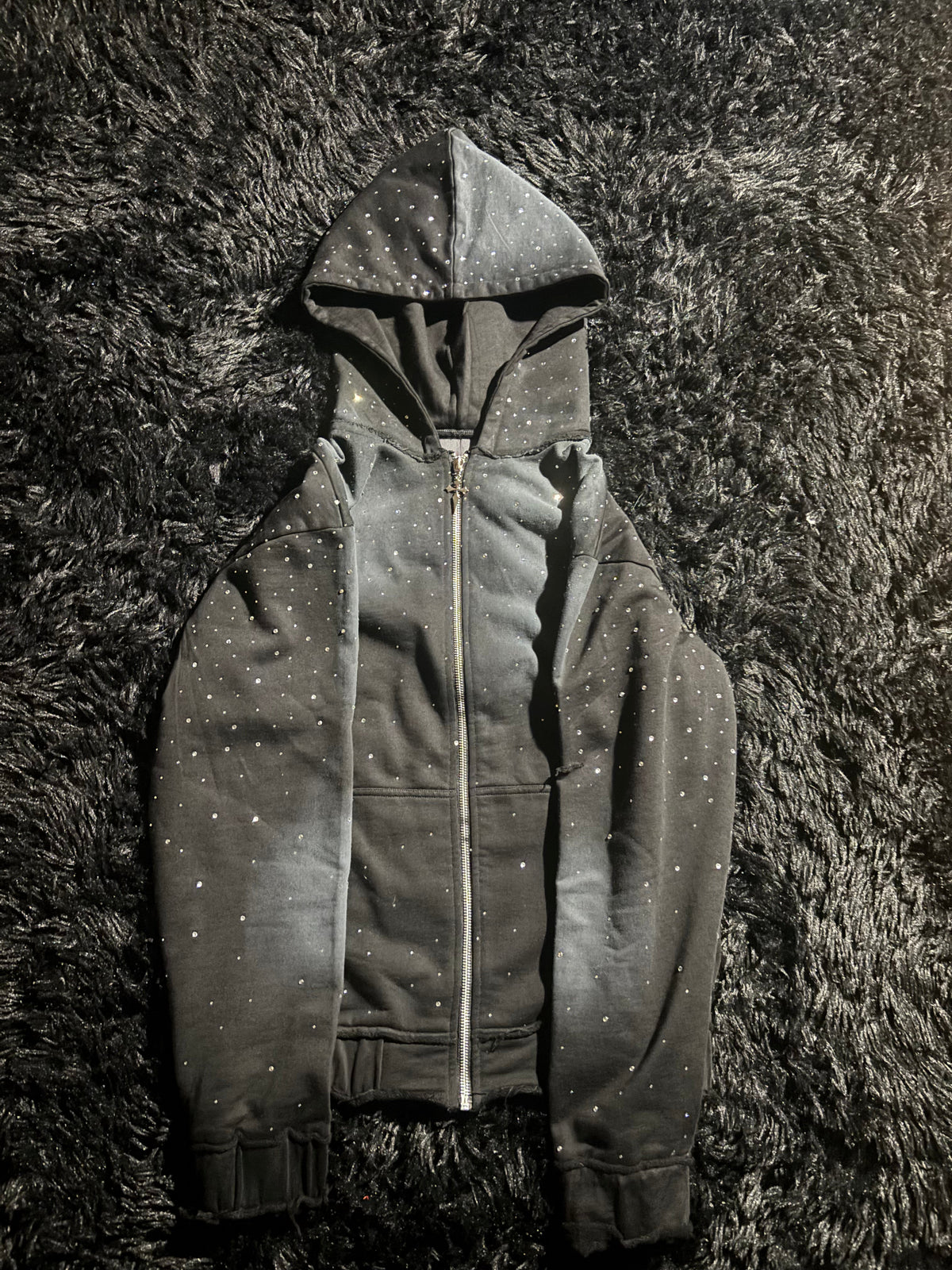 Rhinestone zip up hoodie