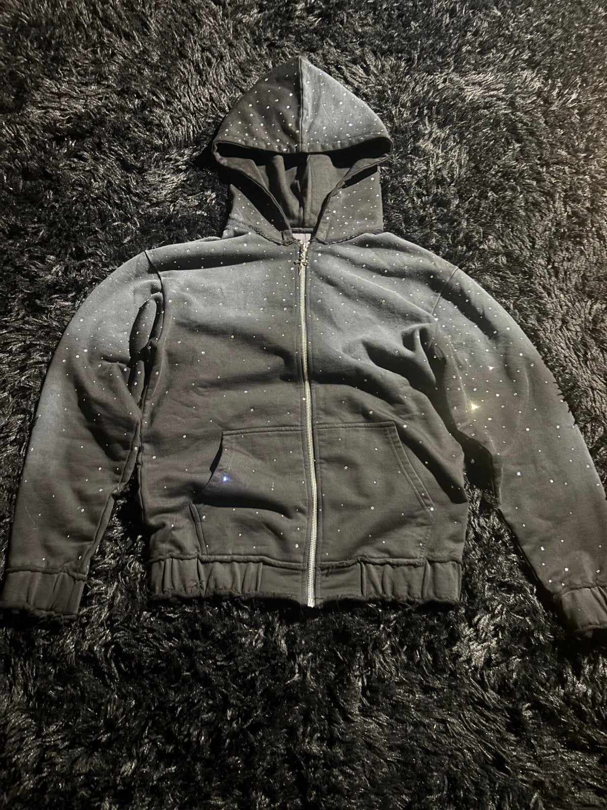 Rhinestone zip up hoodie