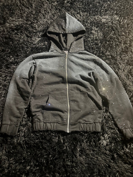 Rhinestone zip up hoodie